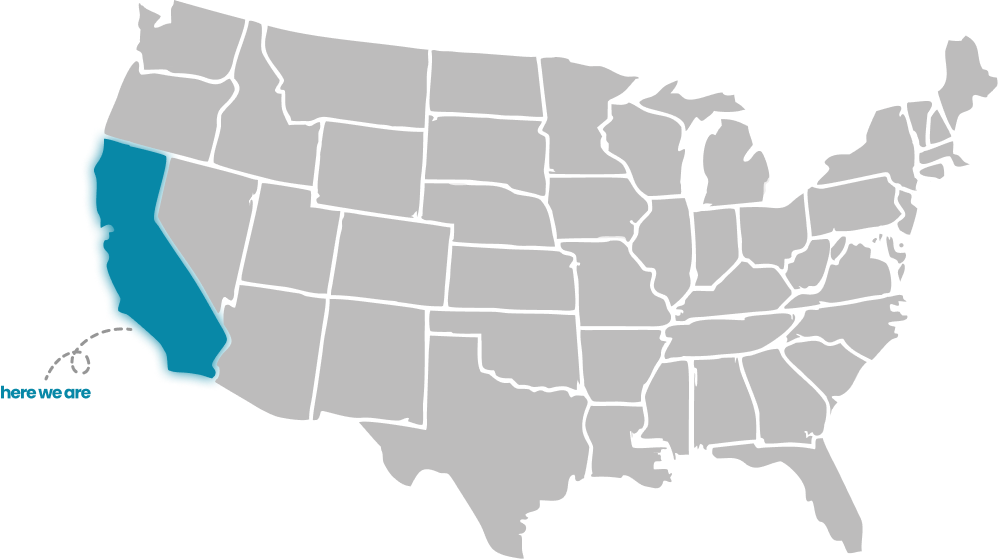 Map of the United States highlighting California